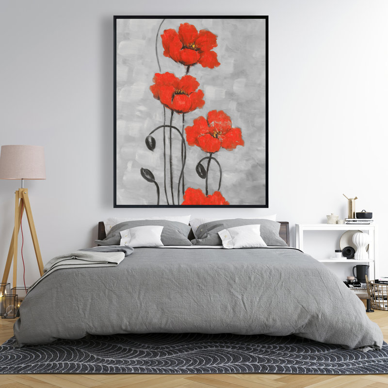 Grandes fleurs rouges - Toile encadrée pour la décoration de bureau personnel