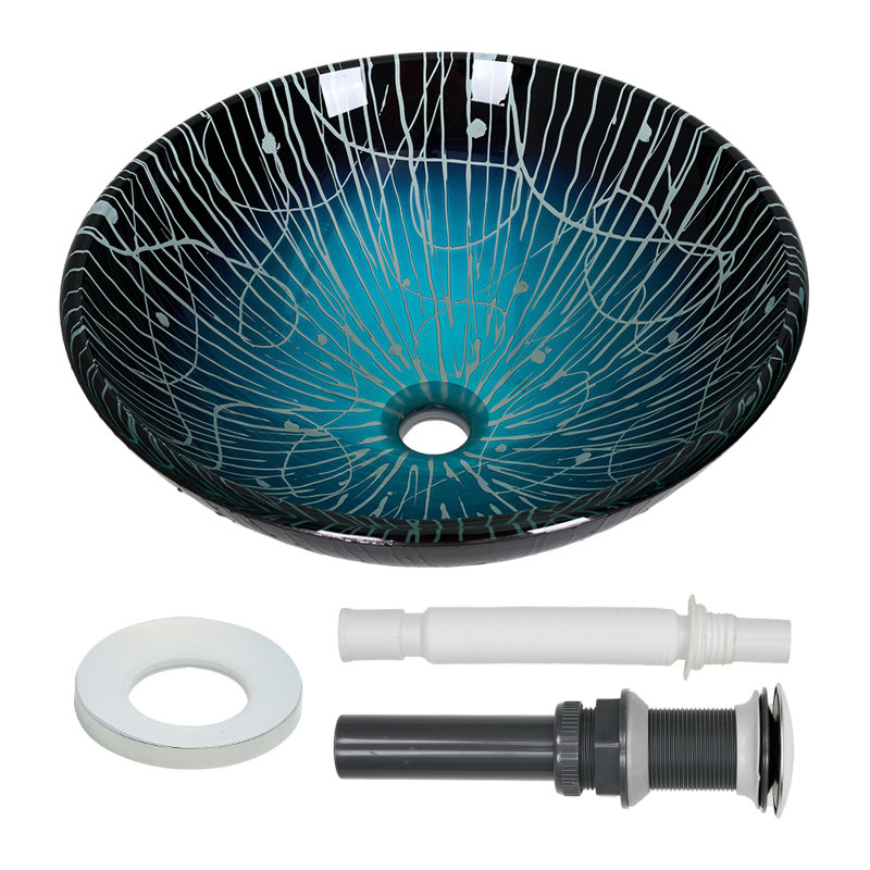 Belfry Bathroom 420mm L x 420mm W Satin Tempered Glass Circular Sink