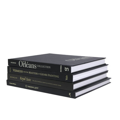Livres décoratifs - Pile de table basse de luxe - 4 livres noirs et dorés