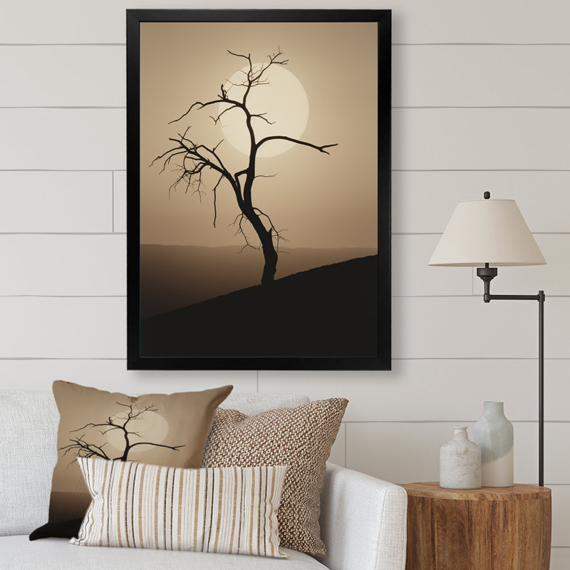 Minimalisme clair de lune, désert, simplicité, H 32 po x l 24 po x P 1 po, Cadre simple noir