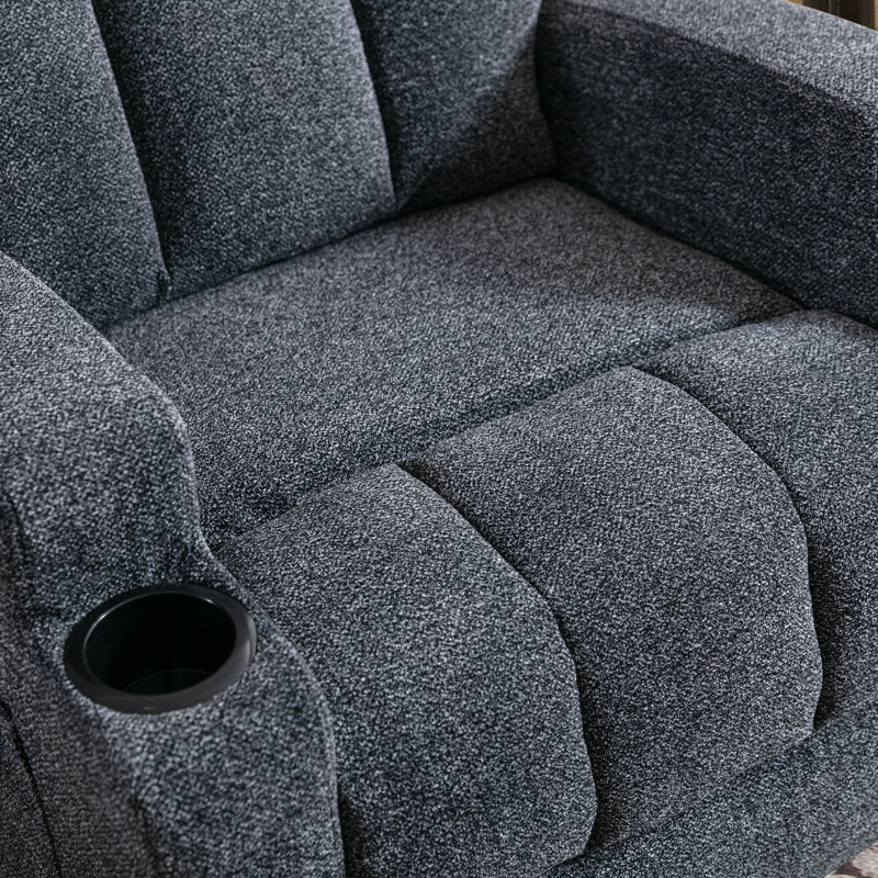 Dartee 33.07"W Manual Massage Recliner Chair With Heating Function & Dual Cup Holders - Soft Microfiber Home Theater Seating