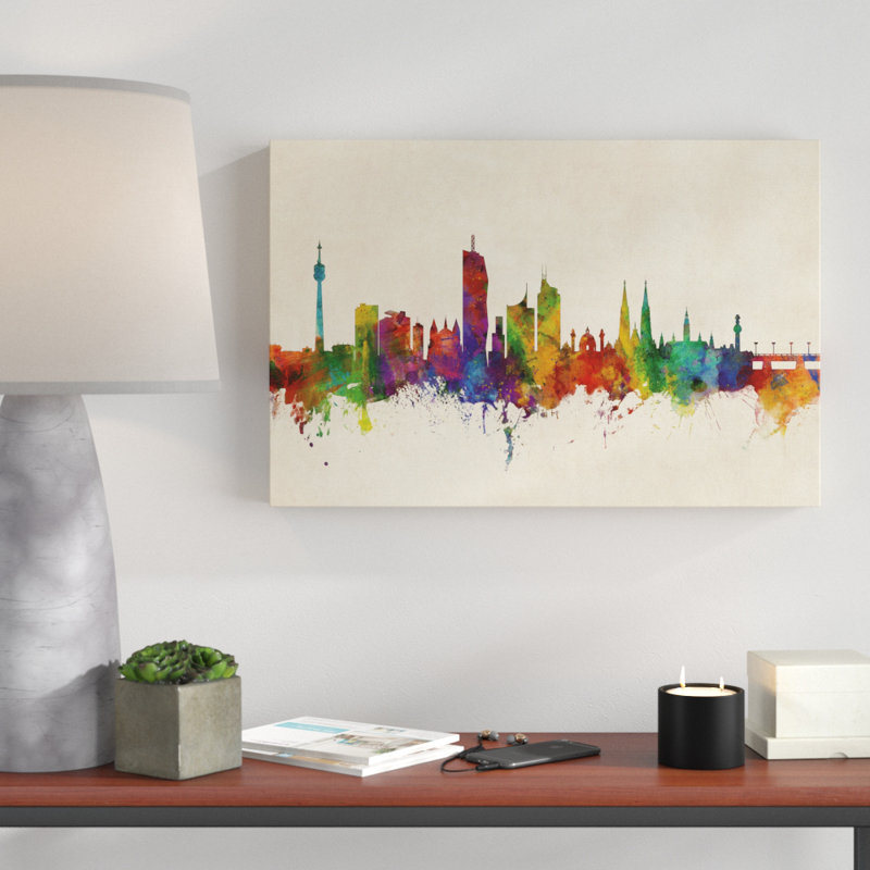«Vienna Autriche Skyline», impression sur toile, H 12 po x l 19 po x P 2 po, Blanc