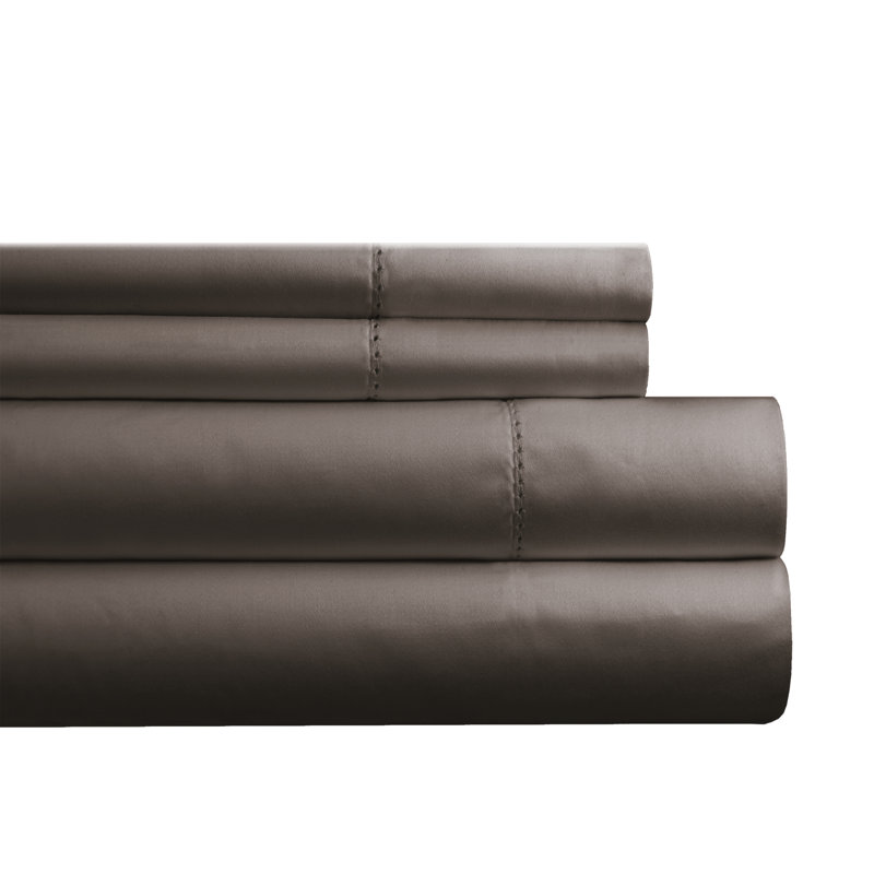 Taies d'oreiller longues en coton à densité de tissage 610 fils Celeste Home, Standard, gris clair