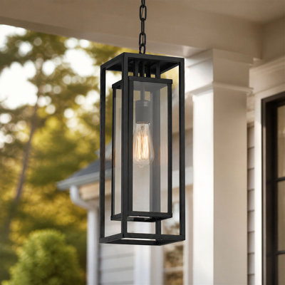 Lanterne suspendue d'extérieur 18 po, 1 lumière suspendue d'extérieur pour porche, patio, entrée et pavillon de jardin