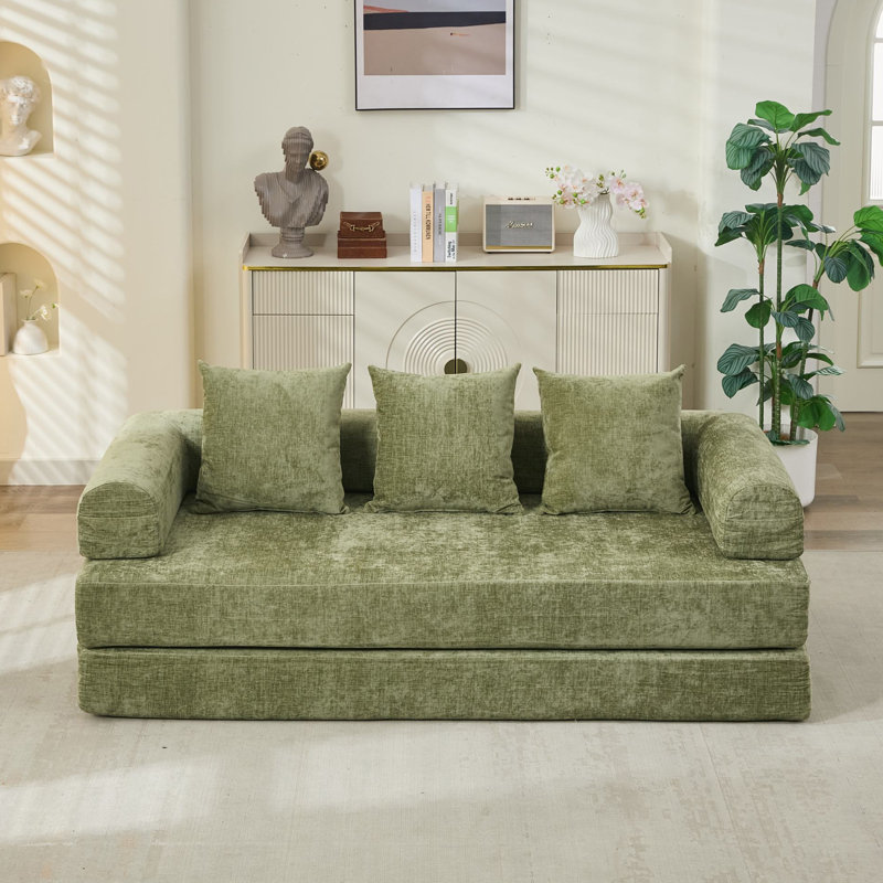 Canapé-lit convertible en chenille, Green