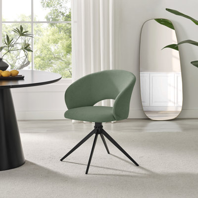 Biljana Luxury Fabric Upholstered Swivel Dining And Office Chair With Metal Legs