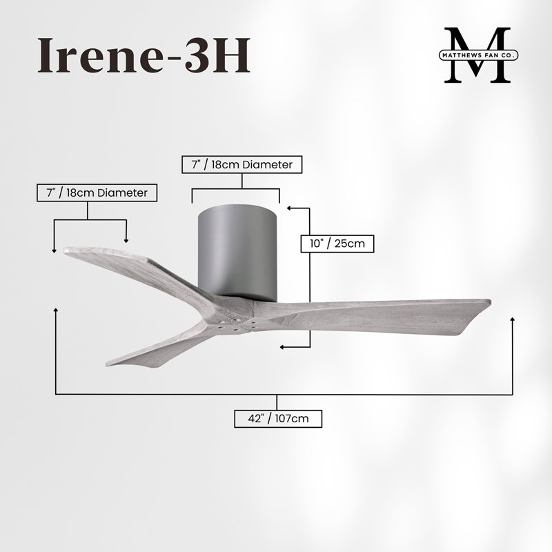 Ventilateur de plafond à 3 pales Olivier, Nickel brossé, Ton bois de grange, 42"