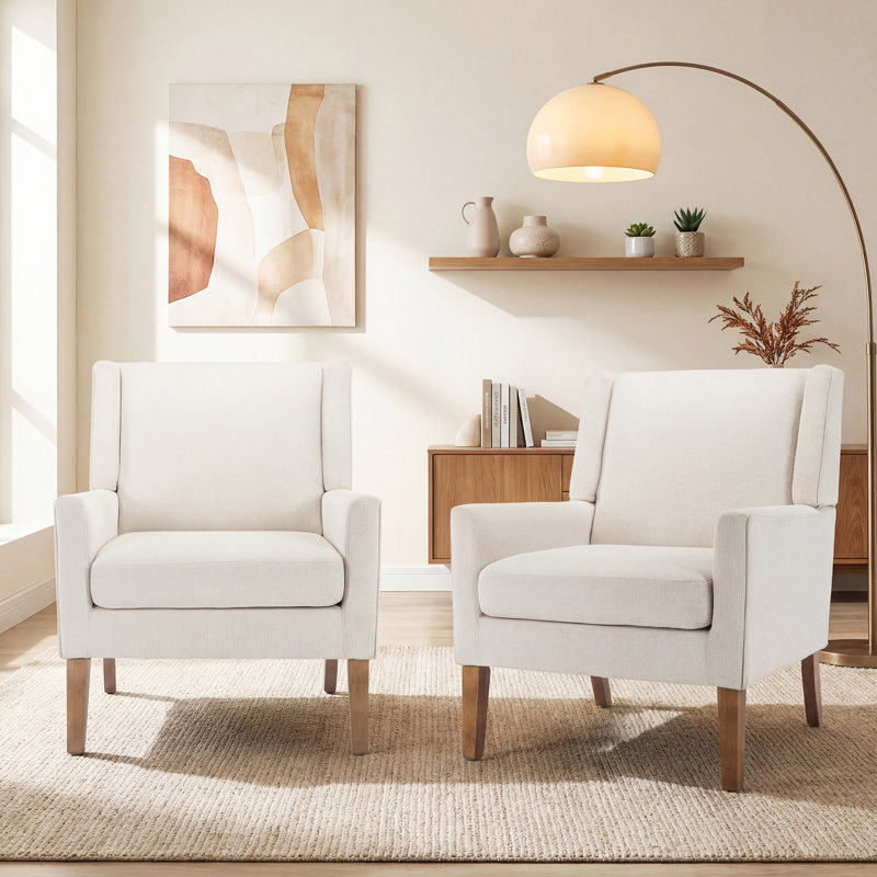 Fauteuil à oreilles Ayran, Tissu beige