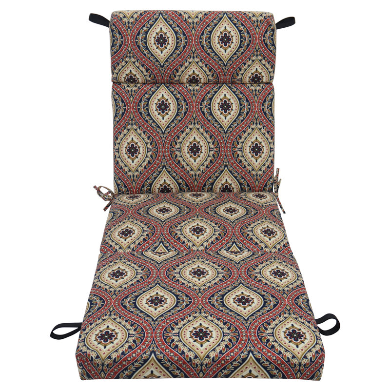 72-Inch By 24-Inch Outdoor Chaise Lounge Cushion, Red/Tan/Jasmina Lakewood Moroccan