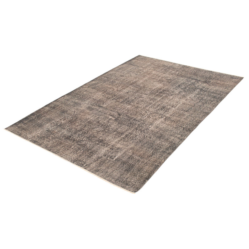 Tapis gris foncé en laine noué à la main de conception unique 6 pi 8 po x 9 pi 10 po années 2000 Odella