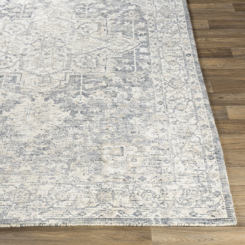 Tapis en laine noué à la main Bechtel, Rectangle 8 pi 10 po x 12 pi