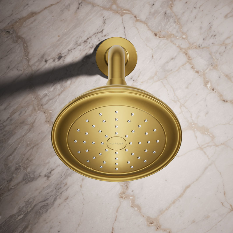 Artifacts Full/Standard Fixed Shower Head with Katalyst Air Induction Spray, Vibrant Brushed Moderne Brass