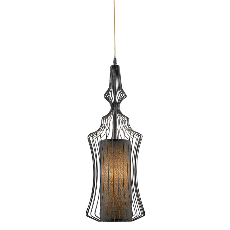 Transitional 1 Light Black Geometric Shade Pendant
