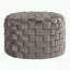 Repose-pieds rond tressé avec velours gris foncé-348972293
