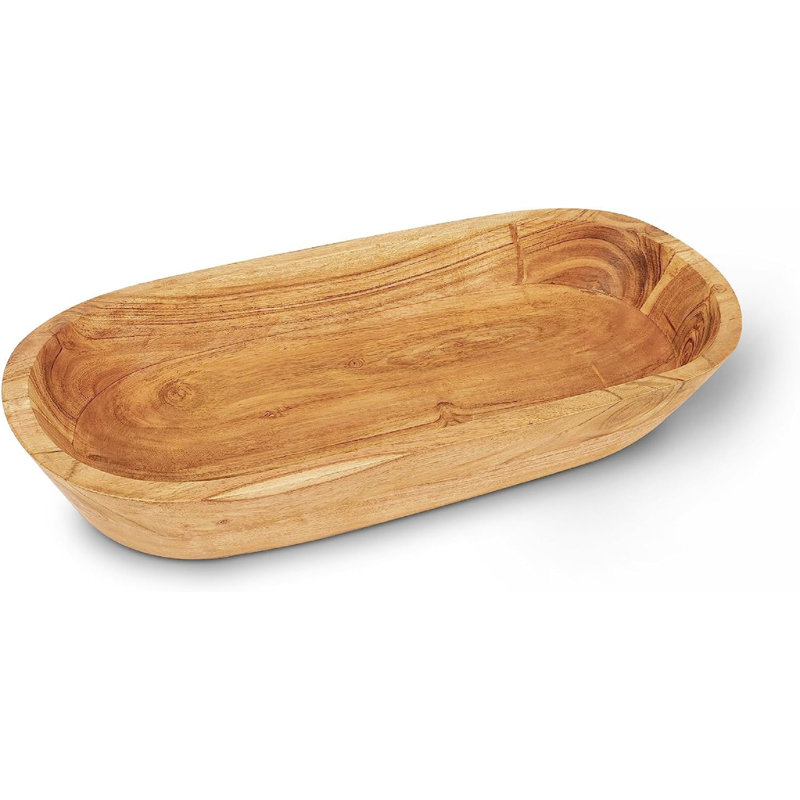 LuxeDesigns Handcrafted Acacia Wooden Dough Bowl - Decorative Centerpiece for Home Decor