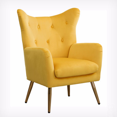 Velvet Button-Tufted Wing Back Accent Chair