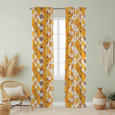 Semi Sheer Fruit Print Curtain Single Panel