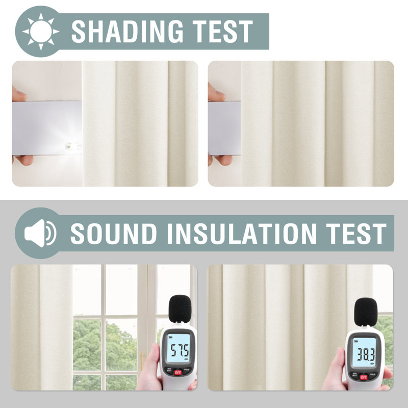 Linen 100% blackout curtains Thermal for Winter Insulated Linen Textured Grommets Heather Pattern Curtains 2 Panel Sets