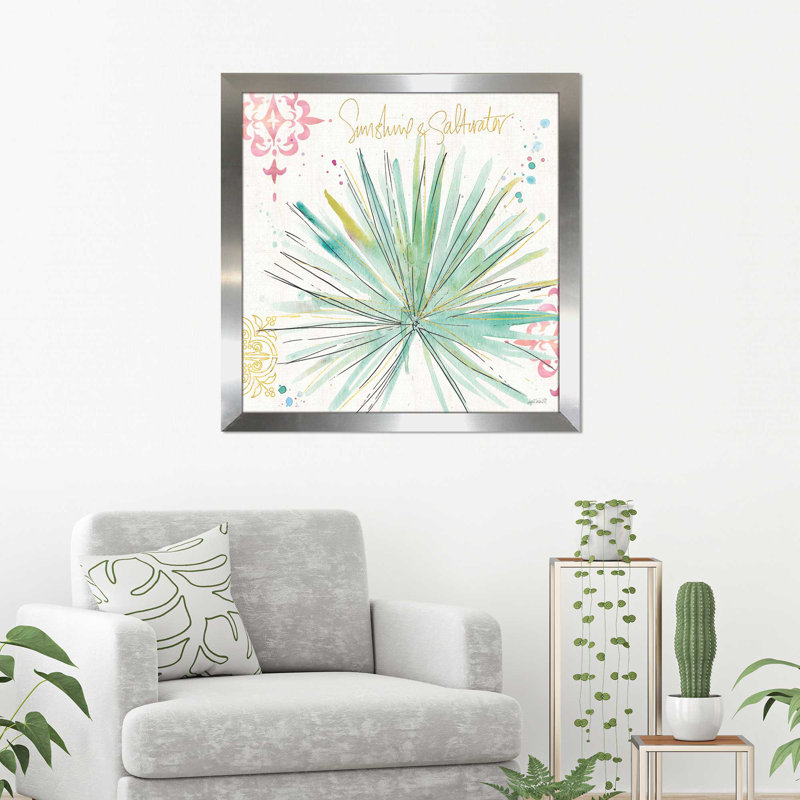 « palm passion v », reproduction sur toile encadrée, H 21,5 po x l 21,5 po x P 0,75 po, Encadrement argenté