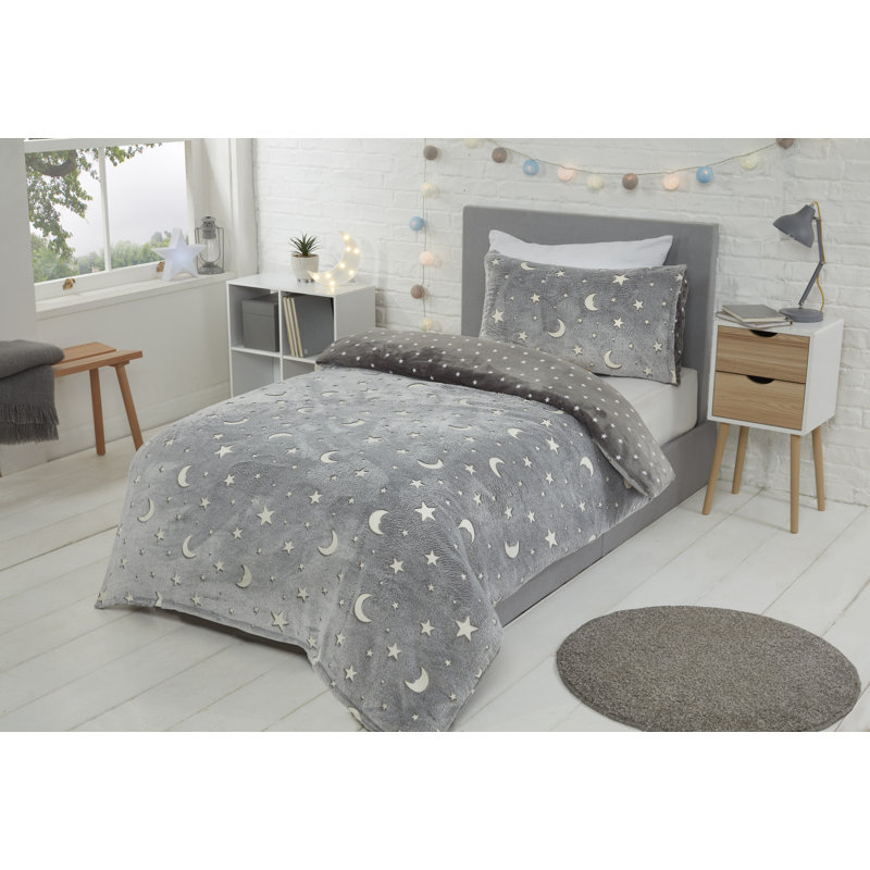 Moon And Stars Polyester Ombre Duvet Cover with Pillowcases, Double - 2 Standard Pillowcases