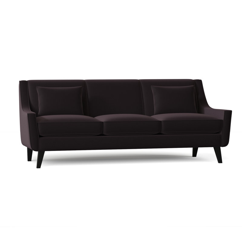 Canapé à accoudoirs évasés 85 po avec coussins réversibles Gros 85 po, Velours performance Bella Aubergine