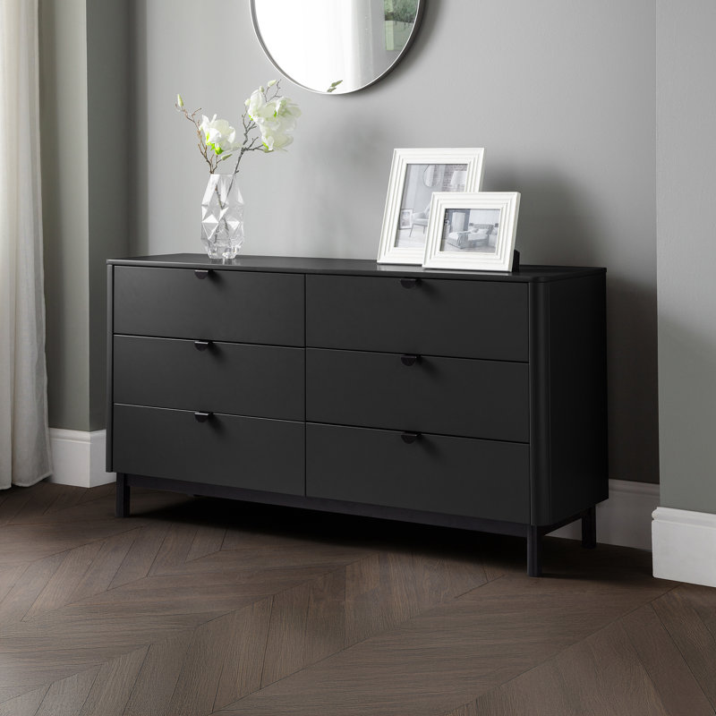 Hales 6 Drawer 55" Wide Dresser, Black