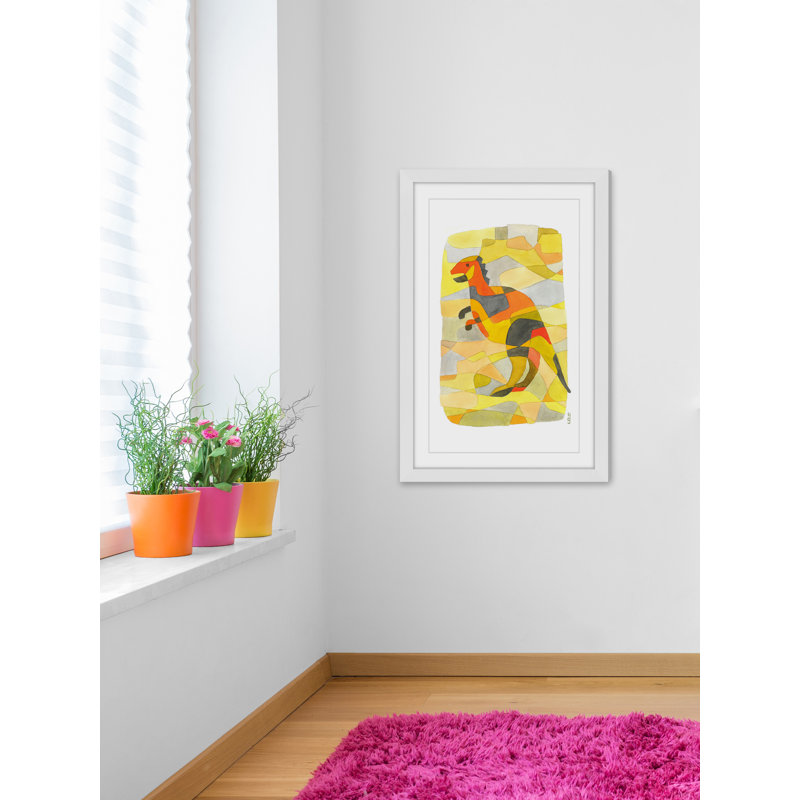 'Dinosaur 1' Art Print, 36" H x 24" W, White Framed