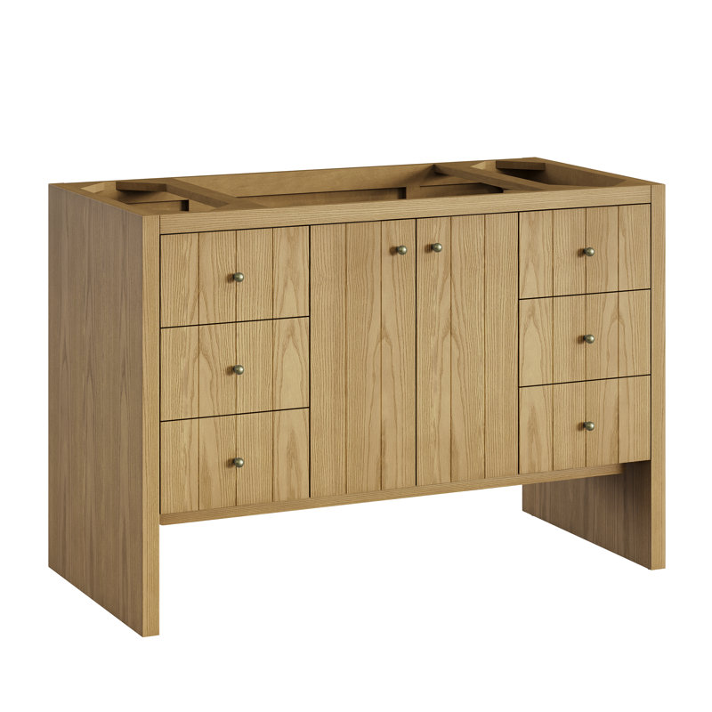 Hudson 48" W Single Vanity, Eternal Jasmine Pearl, Light Natural Oak
