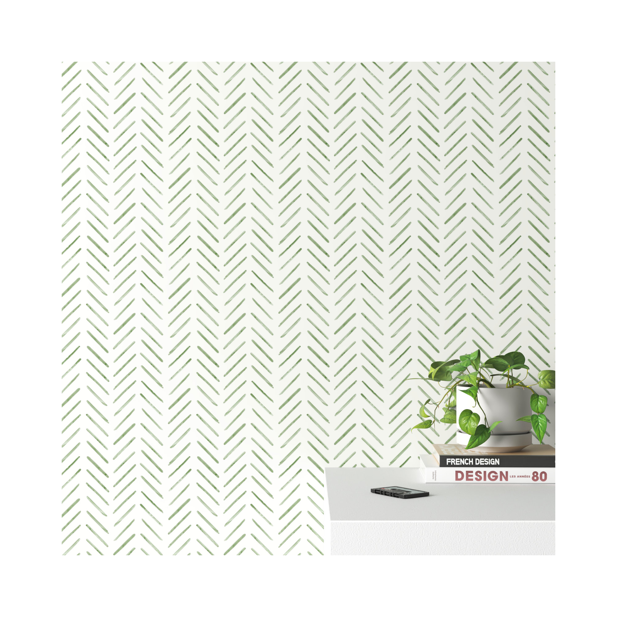 Pre-Pasted Paper Wallpaper Roll , Green