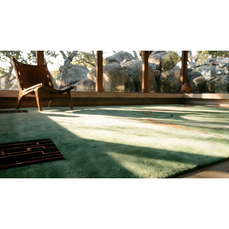 Green Color Antique Classic Art Deco Design Chinese Rug