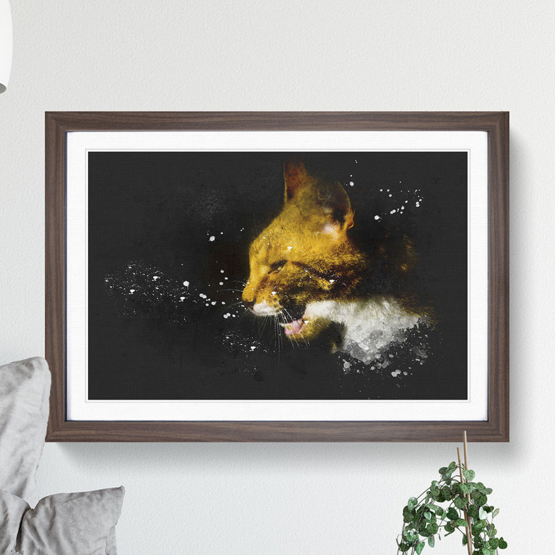 Portrait of a Cat Vol.5 - Picture Frame Graphic Art, 36cm H x 48cm W x 2cm D, Walnut Framed