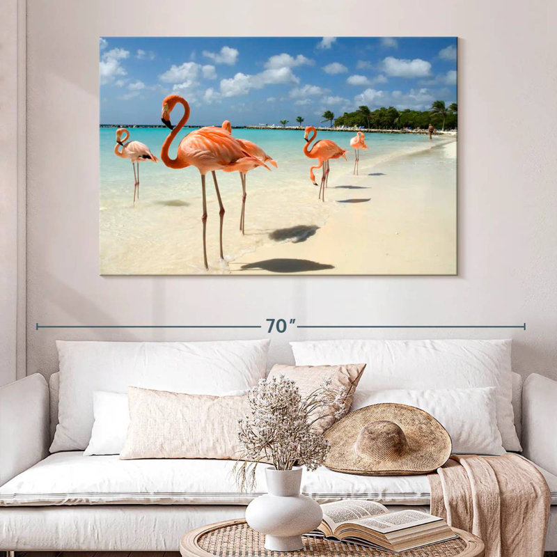 Aruba Beach Pink Flamingos, 34" H x 51" W