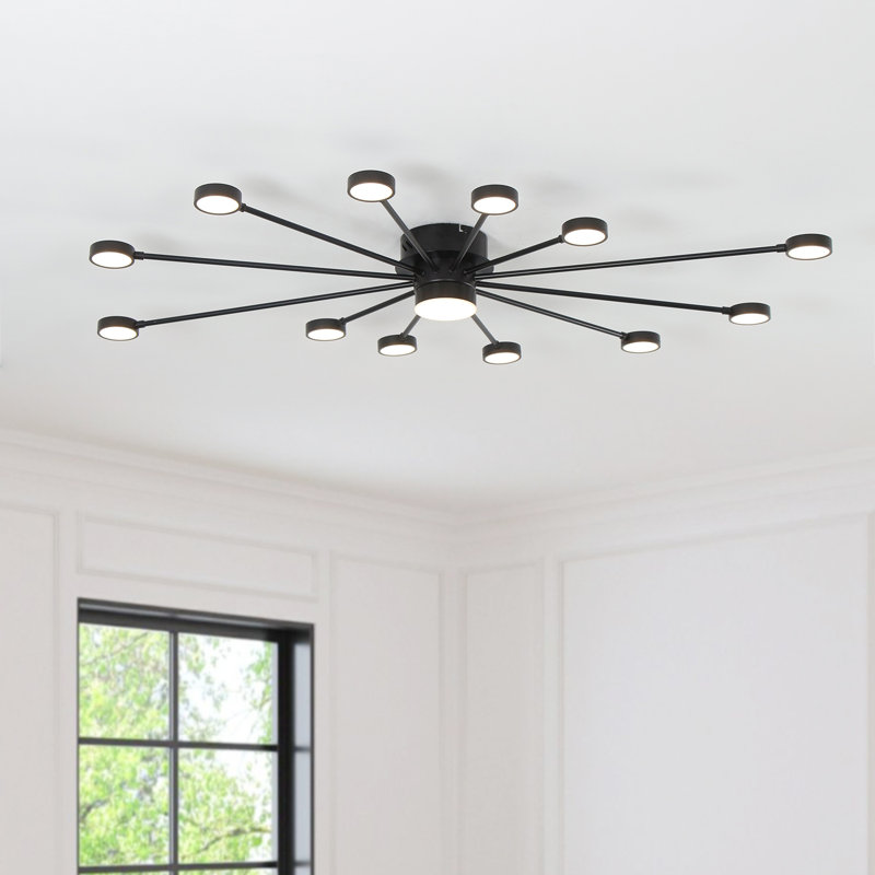 Modern Farmhouse LED Semi Flush Mount Light Warm Light Switch Dimmable, 4.7" H x 48.3" W x 34" D