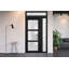 Façade extérieure pré-montée Fibre de verre verre givré / Manux 8552 noir mat / Fenêtre extérieure latérale / supérieure et portes de bureau Portes d'entrée commerciales et résidentielles Garage-W30 + 14 po x H80 + 14 po -Ins droite-98195804-98195801-98195802