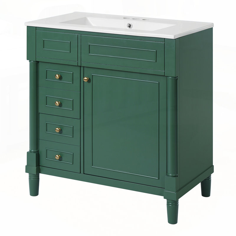 Meuble-lavabo autoportant avec rangement spacieux et qualité supérieure, Vert