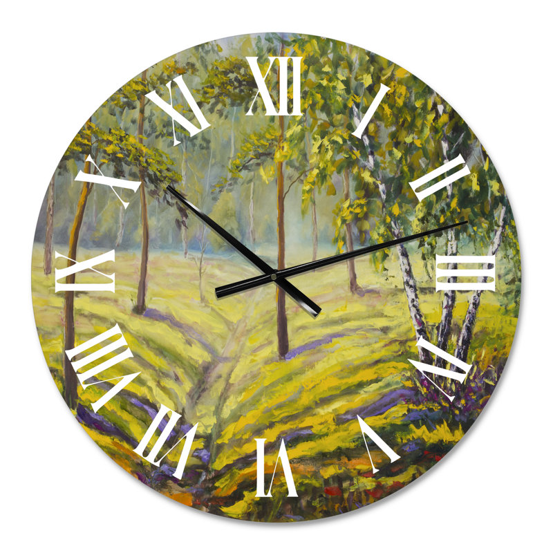 Pin et arbres dans la forêt II - Horloge murale traditionnelle, Petit