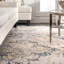 Tapis blanc cassé à motif damassé Zanesville-18100114