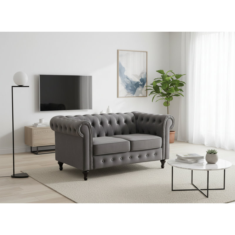 Causeuse Chesterfield, Gris