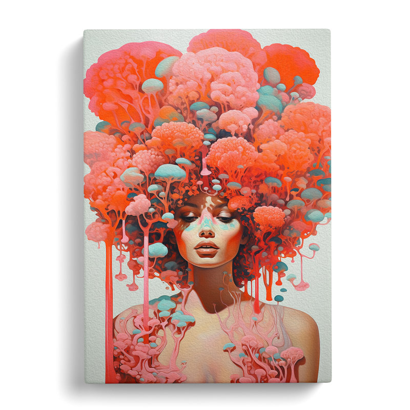Coral Pop No.2 - Wrapped Canvas Print, 60cm H x 40cm W x 3cm D
