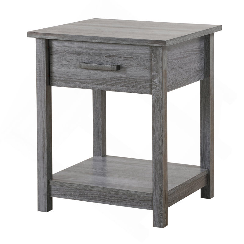 Chic Gray Contemporary Nightstand, Gray