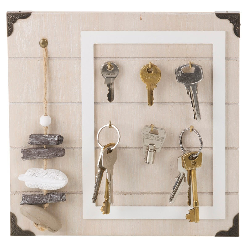 Manufactured Wood Wall Organizer with Key Hooks