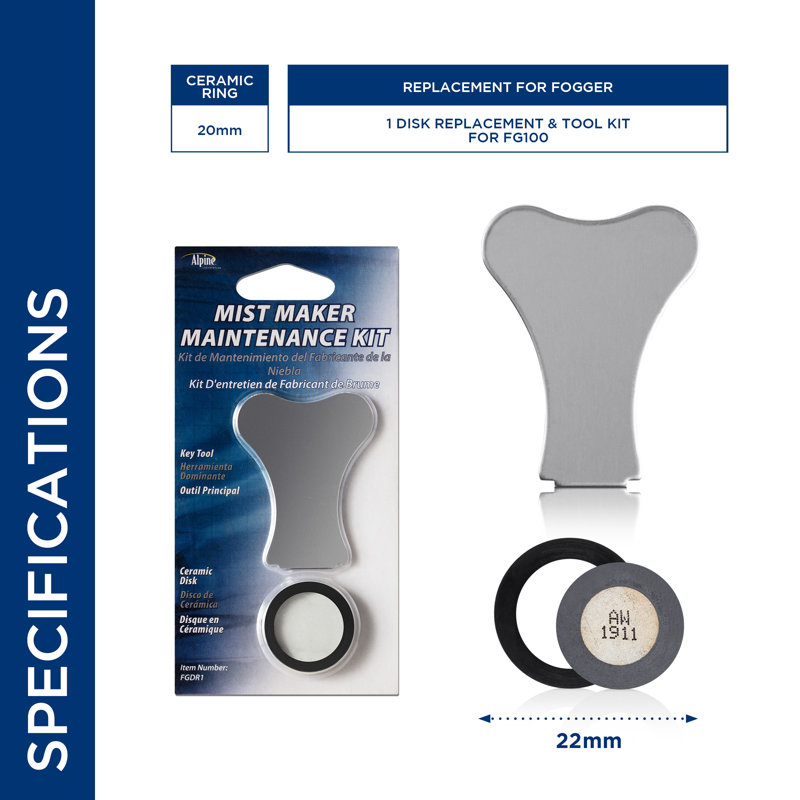 Alpine Corporation 16mm FG100 Fogger/Mister Disk Maintenance Kit