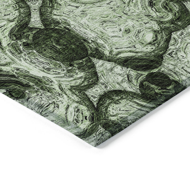 Tapis extérieur lavable abstrait vert artichaut 10 pi x 14 pi artichaut