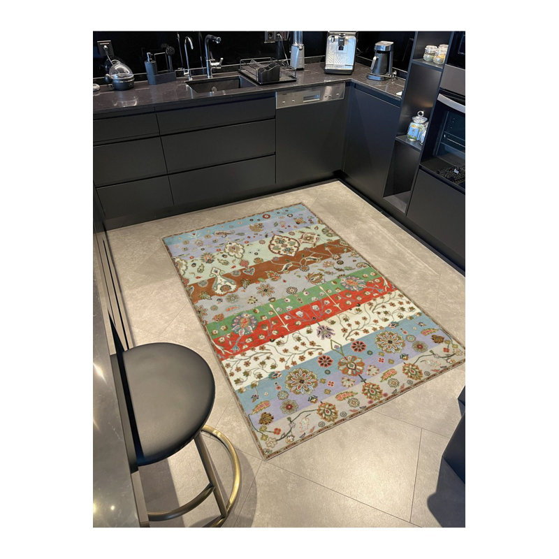 Multi Color Floral Flower Pattern Creative Modern Decorative Machine Washable Area Rug, Rectangle 3'3" x 4'11"