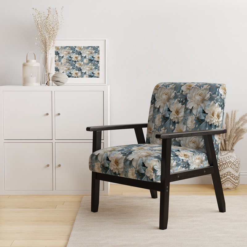 Chaise d'appoint florale Cobalt, Motif victorien floral éthéré rococo VIII