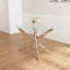 Table de salle à manger moderne en verre trempé minimaliste, pieds en métal