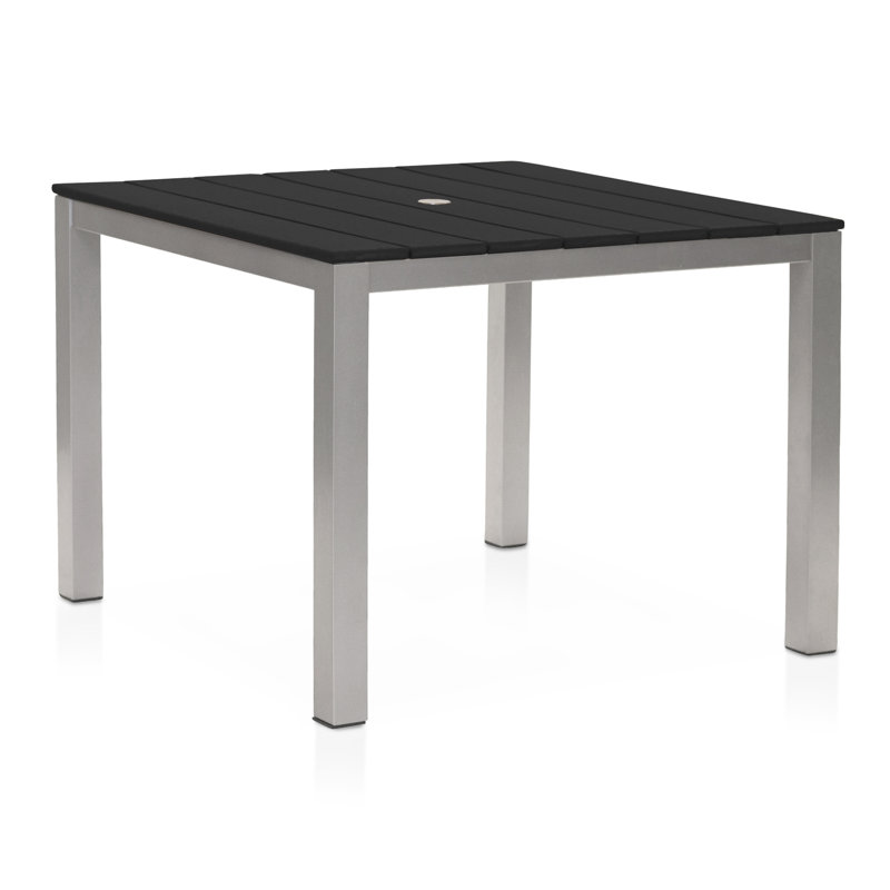 Diko Square Metal Outdoor Dining Table With Umbrella Hole , 40'' in. W 40'' in. D, Black, Gray