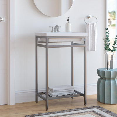 Arverne Stainless Steel Open Console 21" Single Bathroom Vanity Set