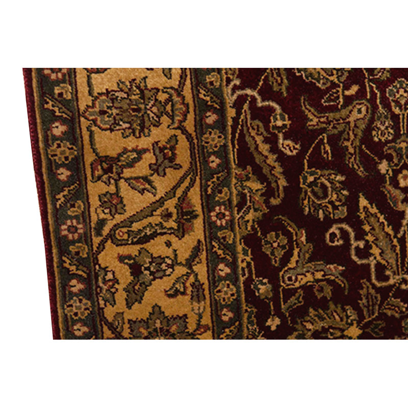 Wool Oriental Area Rug in Wine/Gold