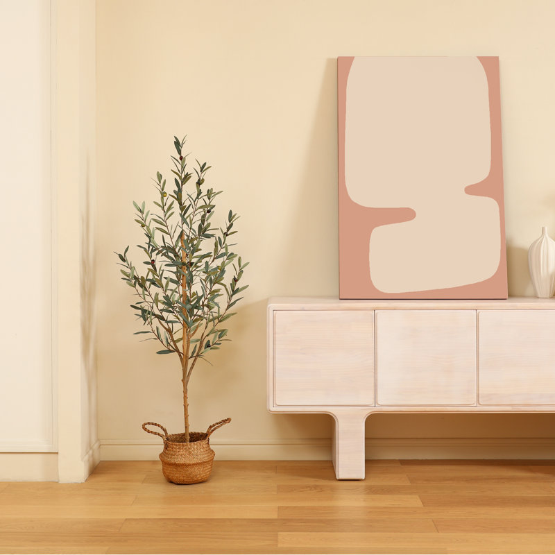Adcock Artificial Olive Plants with Realistic Leaves and Natural Trunk, Fake Potted Tree Home Decor, 60" H x 20" W x 20" D